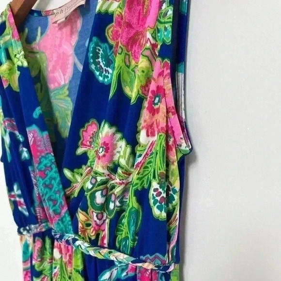 Philosophy Floral Boho Sleeveless Maxi Dress Blue Green Pink Empire Waist Medium - Picture 2 of 9